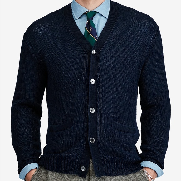 POLO RALPH LAUREN M XL CARDIGAN SWEATER LINEN NWT - Picture 2 of 8